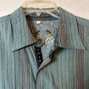 Scully Pearl Snap Shirt Medium Gray flip cuff Western Ranch Outdoor Rockabilly